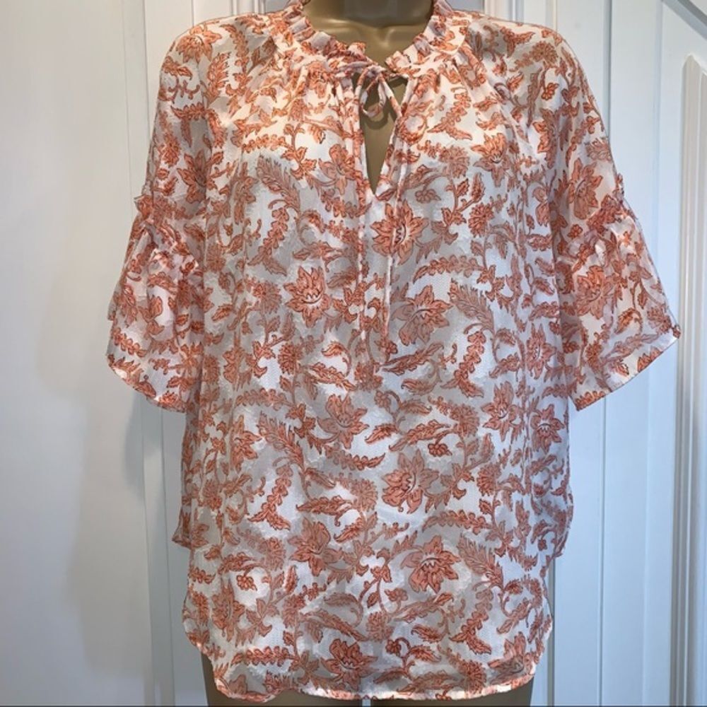 Loft Beautiful‎ Sheer Bell Sleeve Top S